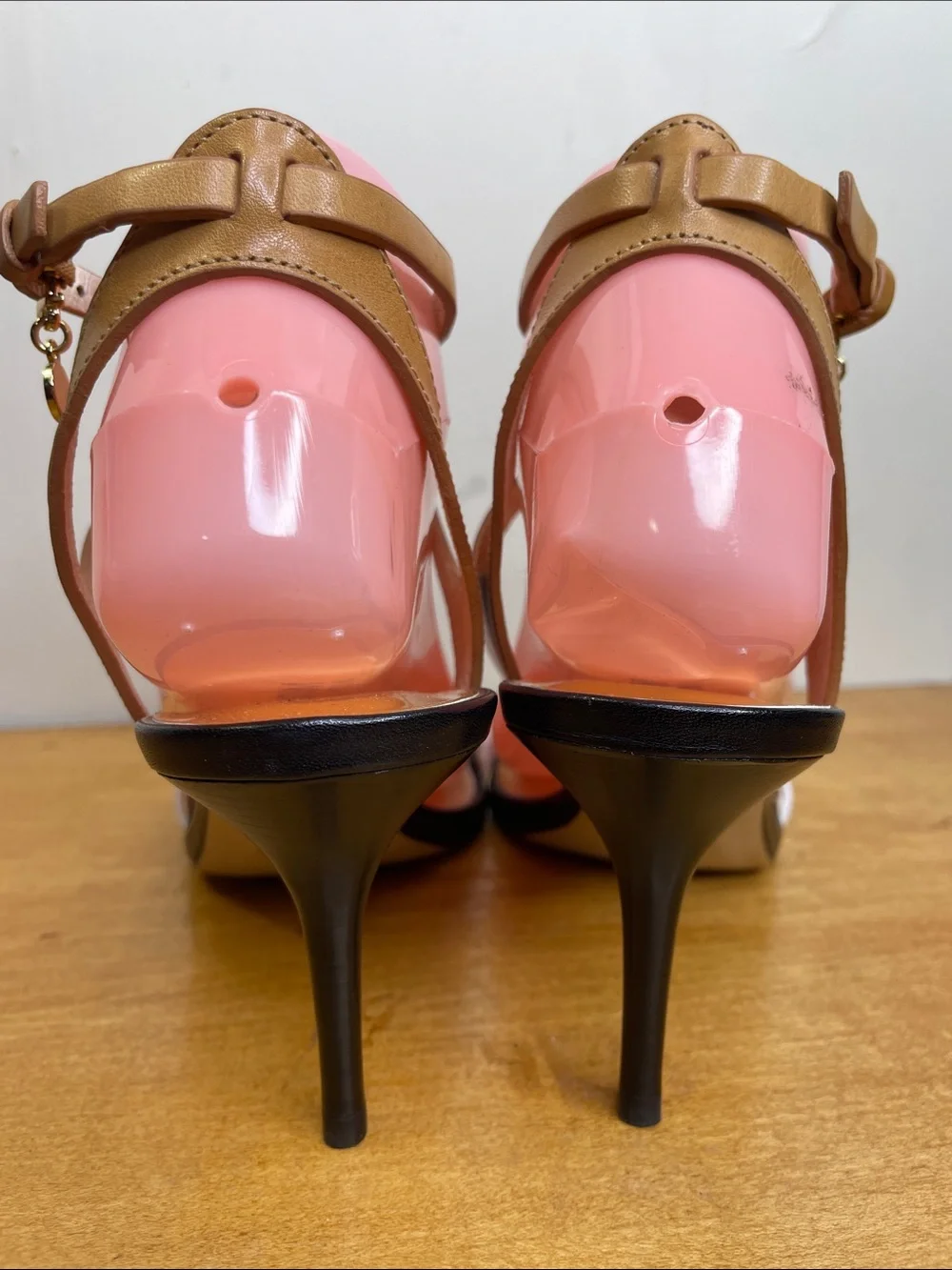 Michael Kors White, Tan and Black Strappy Heels. Size 7.5